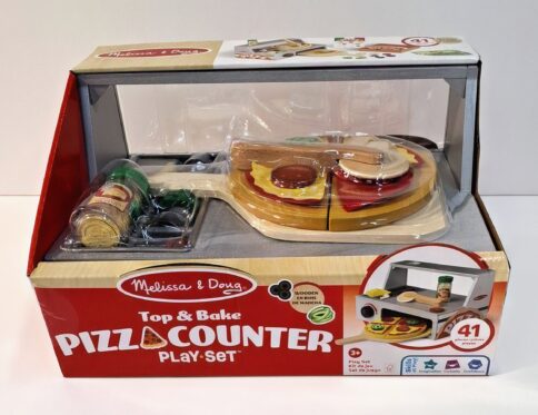 Melissa & Doug דלפק ותנור להכנת פיצה – ערכת משחק עץ איכותית
