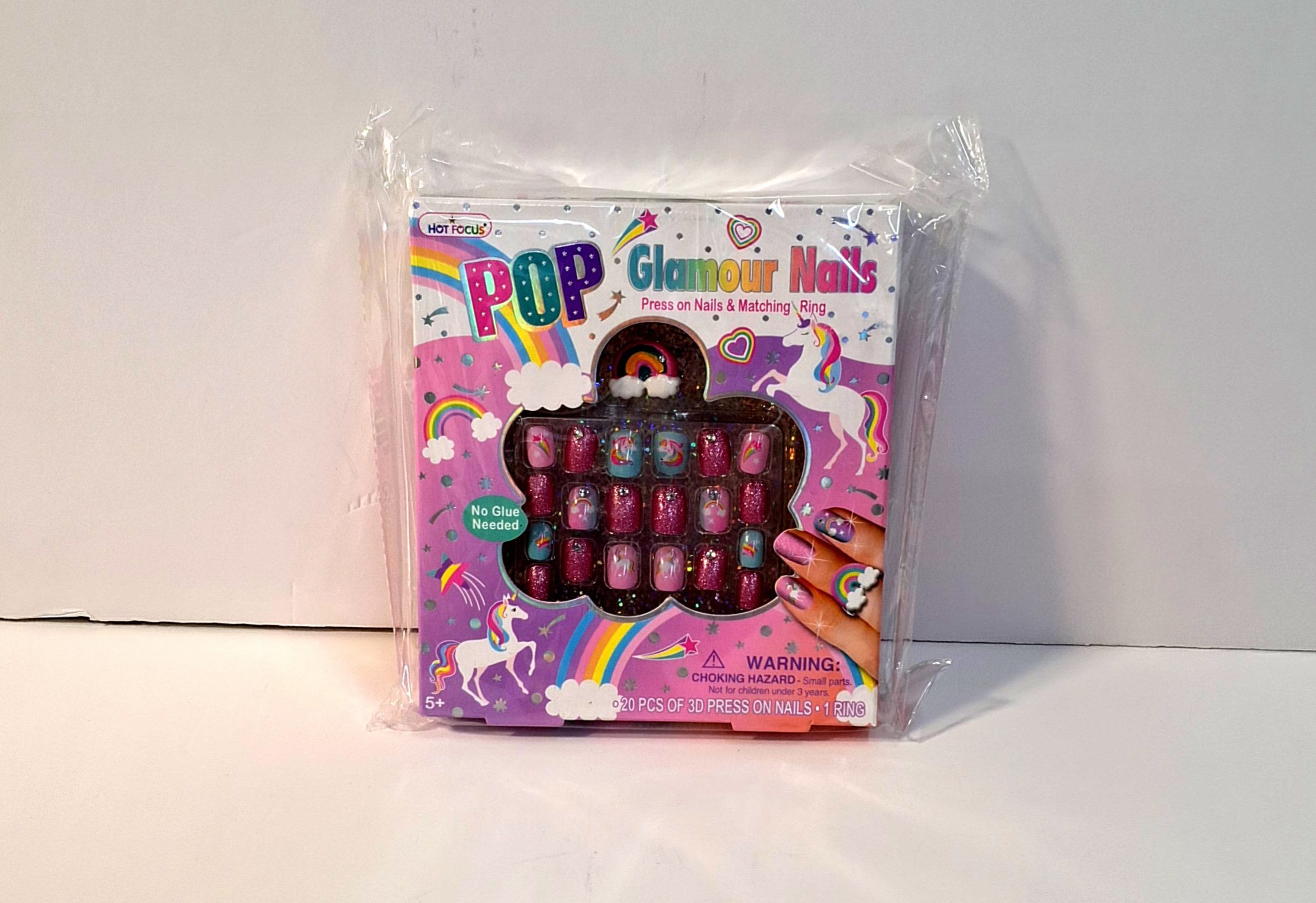 ערכת מדבקות לציפורניים +טבעת חד קרן